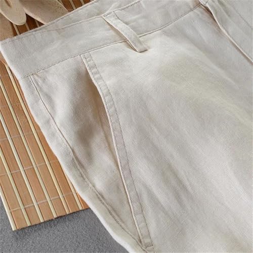 Men’s 100% Quality Solid Linen Casual Pants for Men Long Trousers Business Fashion Pants4