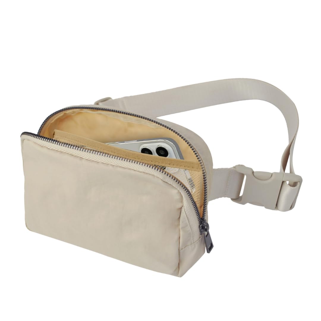 NGIL Mini Belt Bag for Women Crossbody Pack Workout Traveling Running Hiking Waist Bag with Adjustable Strap (Ivory)
