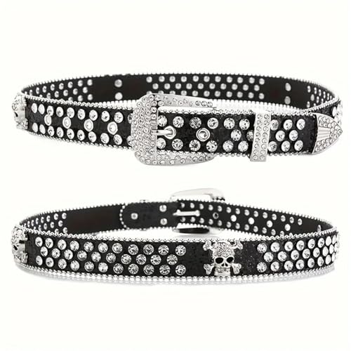 Stylish Rhinestone Western Cowgirl Style Y2K Belt Sparking Pu Leather BB Belts Jeans Dress Accessories For Women4