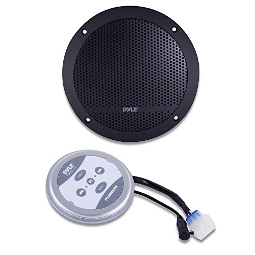 Pyle Bluetooth Marine Grade Flush Mount 2-Way Speaker System Amplified Full Range Stereo Sound Dual Cone Dome Waterproof Universal Home With Aux 3.5Mm Input Pair 6.5” 240 Watts (Plmrkt9) Black #TOP1