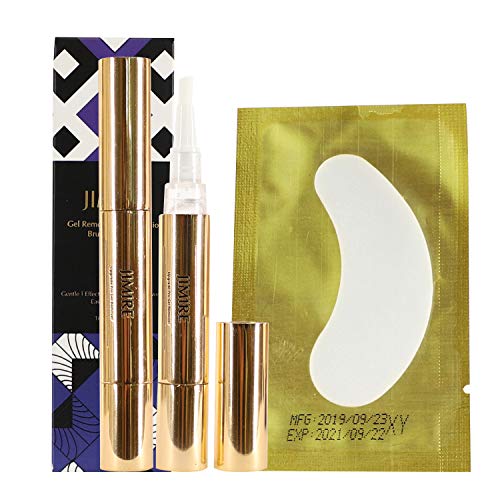 JIMIRE Extra Powerful Gel Remover with Brush Applicator for Professional Eyelash Extensions | Quick & Gentle Remove Adhesive in 60s with No Fume | Easy & Convenient to Use | 10 ml