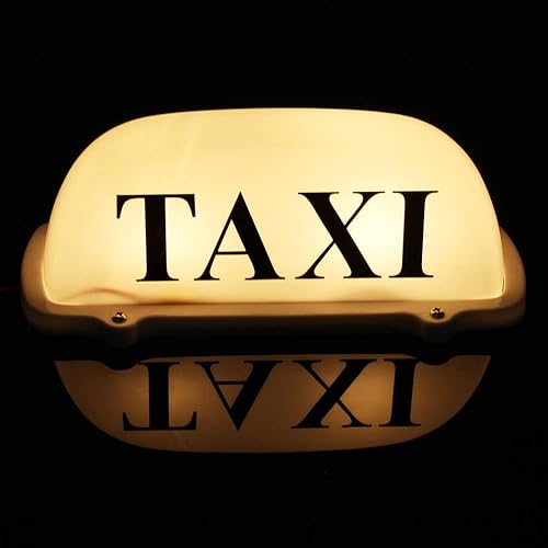 12V LED WhiteLight Magnetic Taxi Sign Roof Top Car Super Bright Light Lamp with 3 Meter Power Plug Line Compatible with Driver Practitionersh