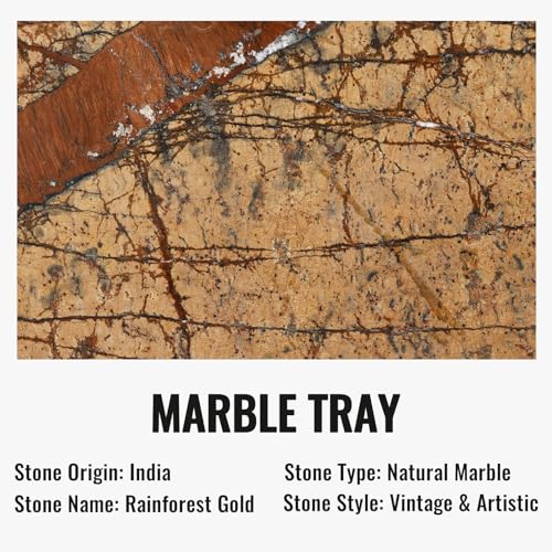 Image of Koville Indian Natural Marble Decorative Tray, 12 inchx6 inch - Countertop Organizer, Catchall for Perfume, Candles, Jewelry