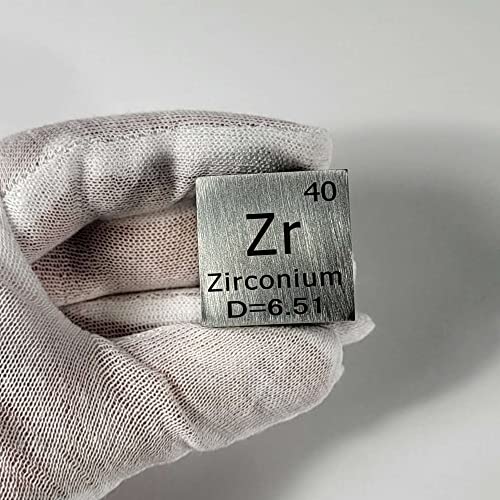 Image of 1 inch 25.4mm Zirconium Metal Cube Zr up to 99.9% Pure Periodic Table Element Engraved Density Collection Science Education Display Block Cube + Acrylic Case Box - 1PC