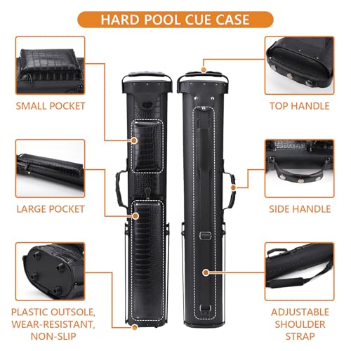 Oztwel 2x4 Pool Cue Case, Hard Pool Cue Case, Billiard Cue Case with Stand, Billiards Accessories Holds 2 Cue Butt and 4 Cue Shafts (Black) by Oztwel - Image 2