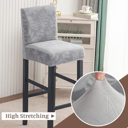 Image of FUANGUI Bar Stool Covers Set of 4, Stretch Bar Stool Seat Covers | Washable Removable Bar Chair Covers with Backs Slipcovers, Bar Chair Covers Square for Kitchen Dining Room Cafe