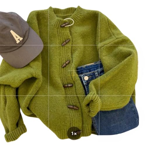 Button Up Cardigan Oversized Cardigans for Women Olive Green Sweater Fall Tops Vintage Cardigan