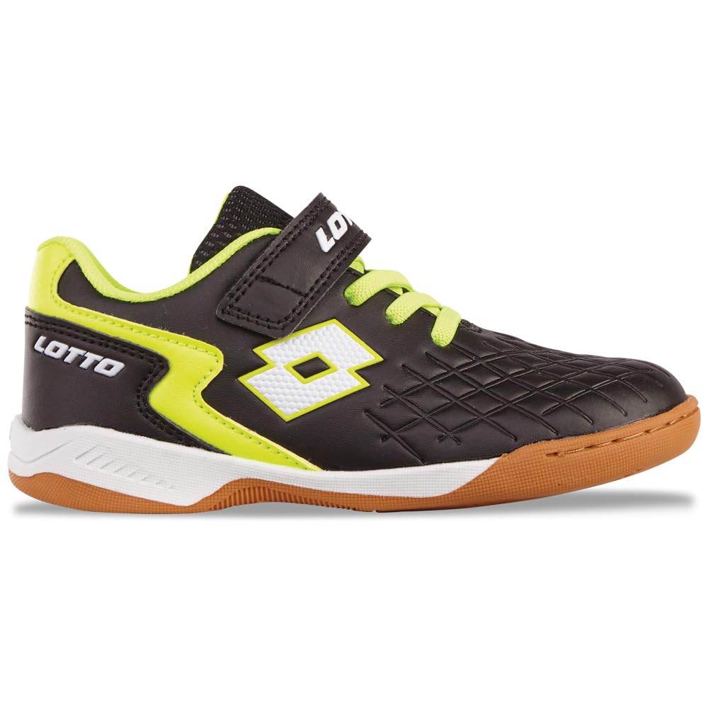 LOTTO Unisex Kid's Dasher K Sneaker, Black Fr Yellow, 2.5 UK Child