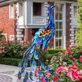 Kircust Peacock Garden Statue and Sculpture, Metal Peacock Yard Art Decor, Standing Bird Outdoor Sculptures for Patio Backyard Lawn Home Decoration