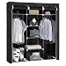 SONGMICS Portable Clothes Closet Non-woven Fabric Wardrobe Double Rod Storage Organizer Black, 59 x 17.7 x 69 Inches URYG12H