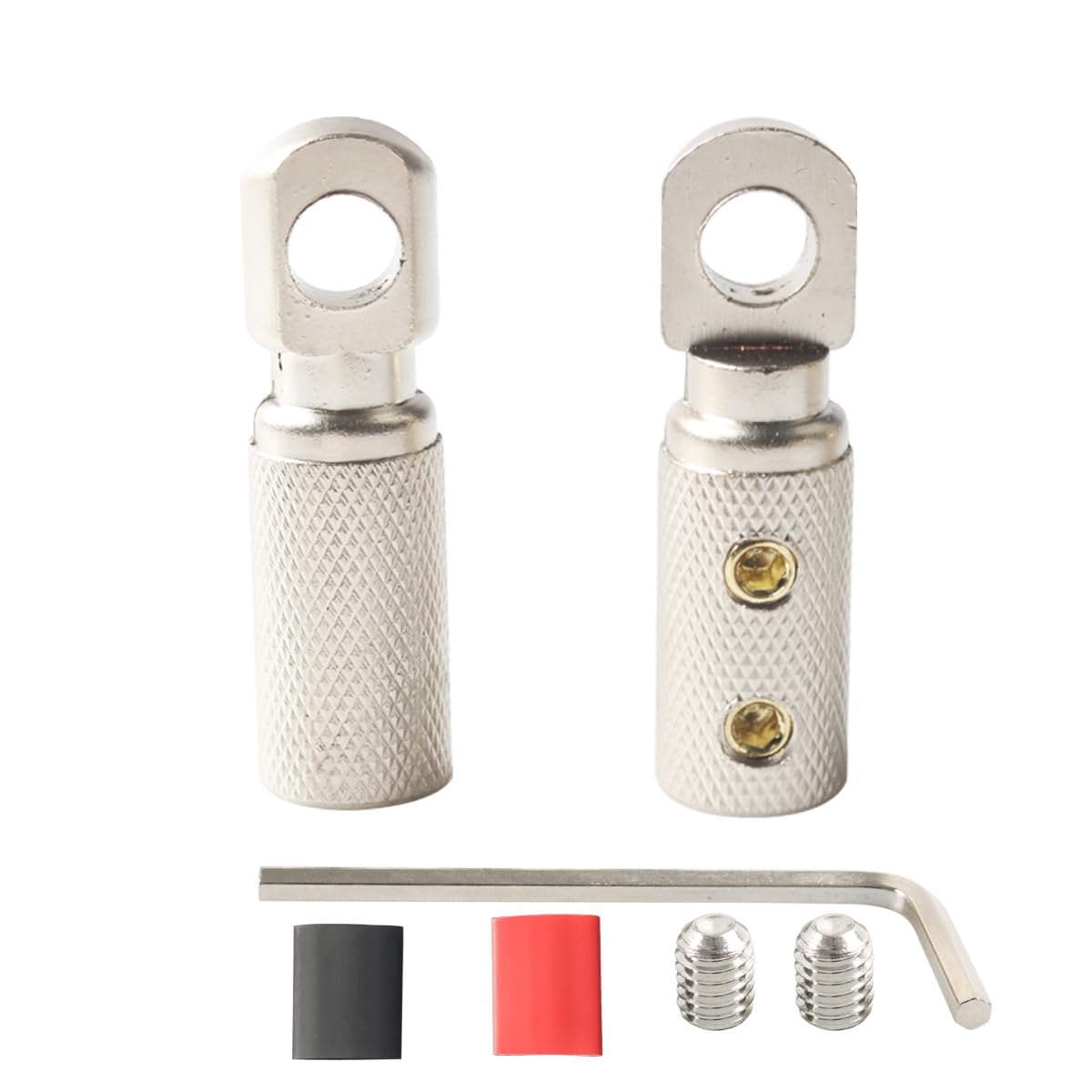 TIALECCI 4 GA Wire Terminal Connector 5/16 Ring Wiring Terminals 4 Gauge Power Ground Cable Lugs with Adhesive Heat Shrink Tubing (2PCS)