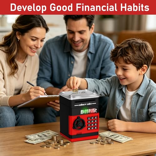 Image of Refasy Piggy Bank Cash Coin Can ATM Bank Electronic Coin Money Bank for Kids Age 3-12, Money Savings Box Mini ATM Coin Bank Toys Gifts for 3 4 5 6 7 8 9 10 11 12 Year Old Boys Girls