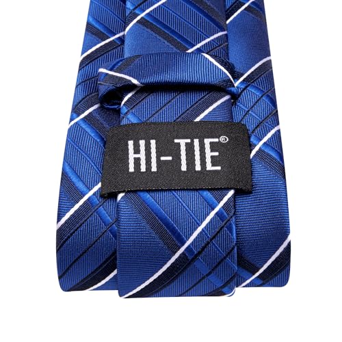 Image of Hi-Tie Mens Paisley Floral Striped Ties Set Silk Necktie and Lapel Pin for Men Pocket Square Cufflinks Set Business Wedding