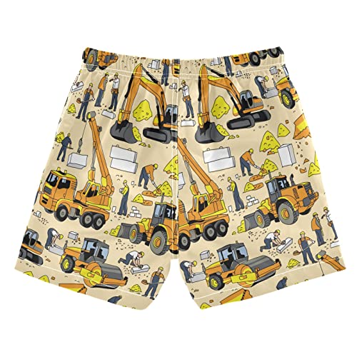 Construction Truck Tractor Boys Swim Trunks Summer Toddler Beach Board Shorts Kids Swimsuit Swimwear 4T2