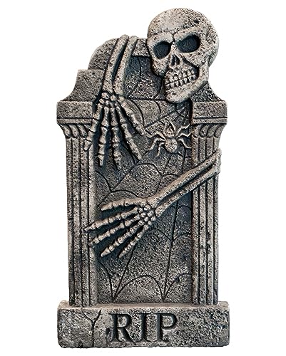 Horror-Shop Halloween Deko Grabstein mit Skelett 91cm