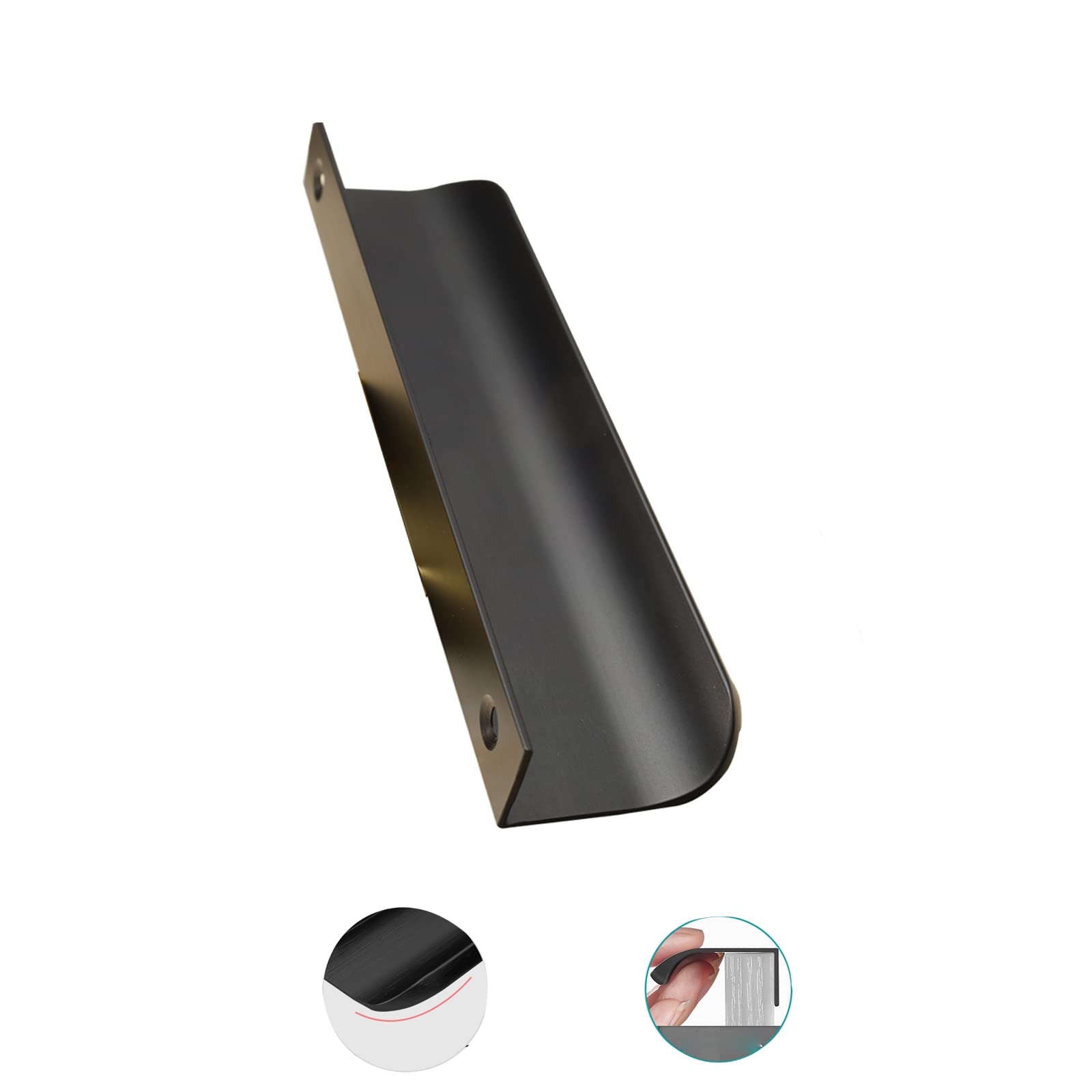 Tiradores invisibles de aluminio de 600 mm para armarios de cocina negros