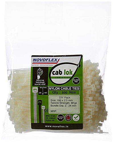 Novoflex CPS 100 ES_500_NW 100mm Cable Ties, Natural White, Pack of 500 (B01H5H823C) Amazon Price History, Amazon Price Tracker