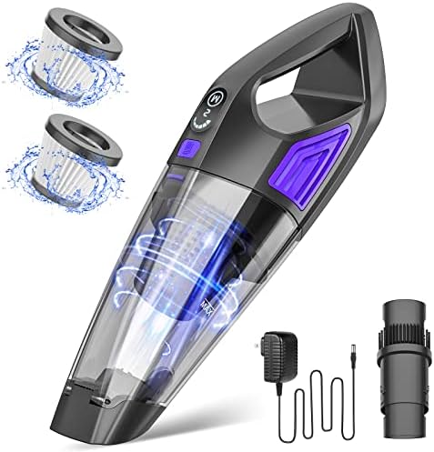 Handheld Vacuum Cordless Cleaner,Powerful Portable and Dust Buster Hand Vcauum Rechargeable with Large-Capacity Battery for CarPetOfficeHome (Dark Purple)