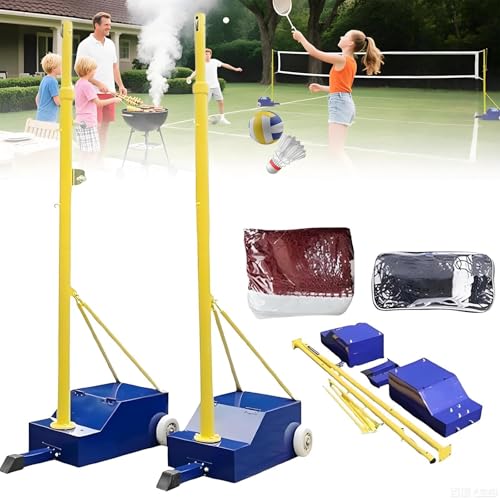 lealovengzh Postes De Voleibol para Red De Voleibol De Patio Trasero/Red De BáDminton, Postes De Voleibol Resistentes para Interiores Y Exteriores, Juego De Postes De Voleibol De Acero Molido