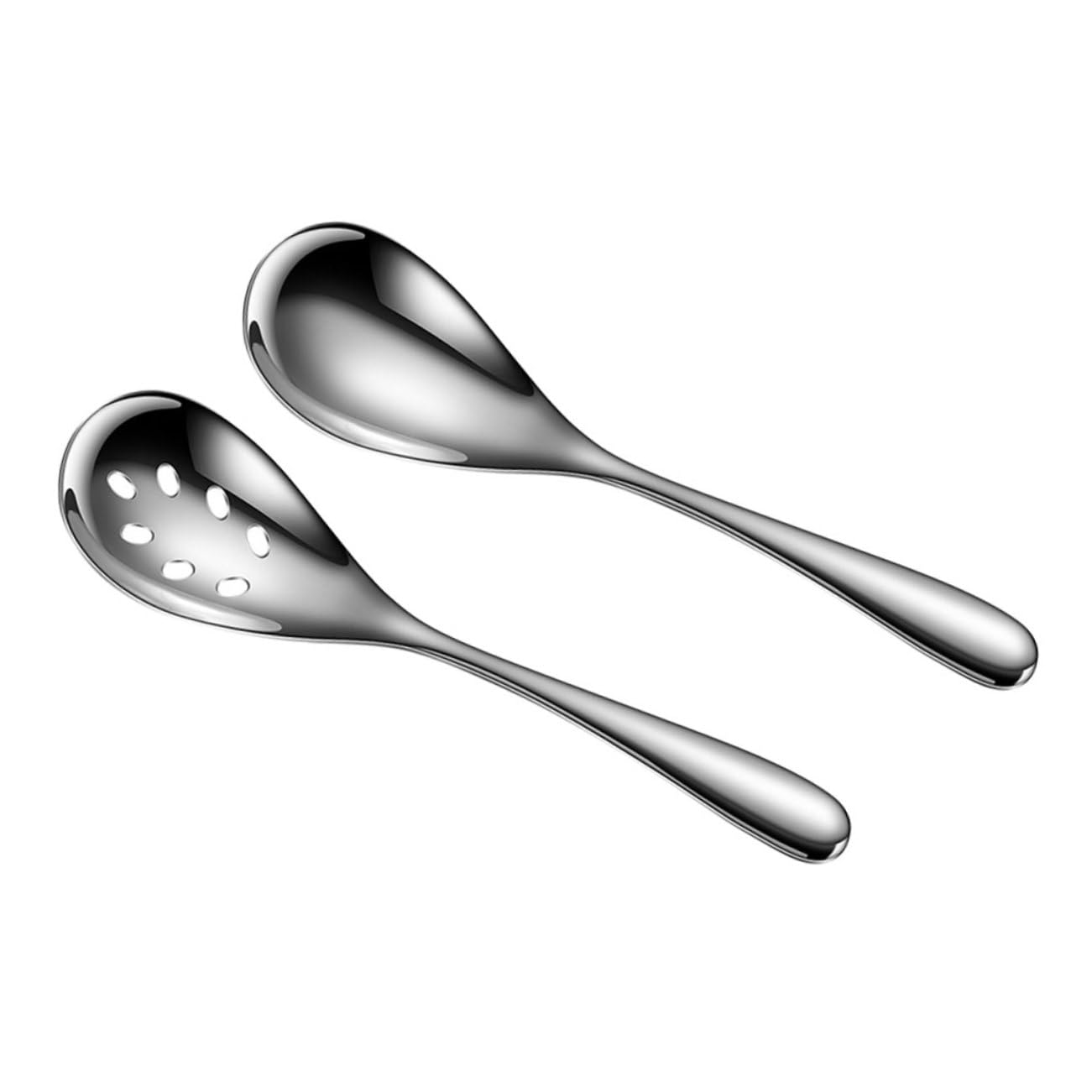 Cabilock 2Pcs Stainless Steel Serving Spoons Slotted Household Utensils for Buffet Parties Reusable Dinner Serving Tools Ergonomic Grip for Easy Handling
