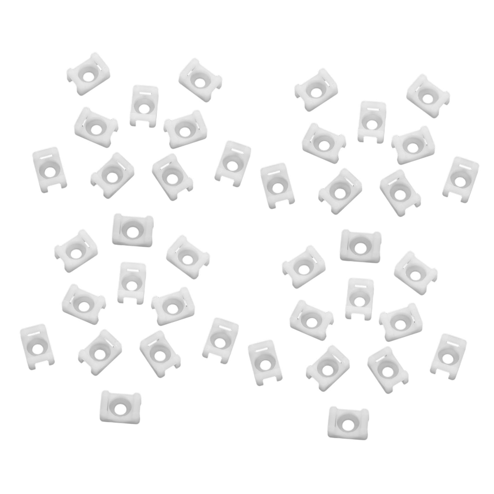HOMSFOU 1000 Pezzi Supporto in Plastica per Fascette, Fermacavi Bianco con Foro per Vite, Organizzatore Cavi Rapido per Gestione Fili a Casa e Scrivanie
