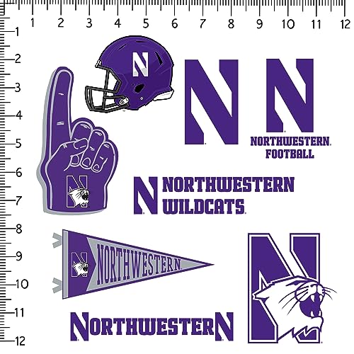 Image of Northwestern University 8ct Vinyl Large Deluxe Stickers Variety Pack - Laptop, Water Bottle, Scrapbooking, Tablet, Skateboard, Indoor /Outdoor - Set of 8