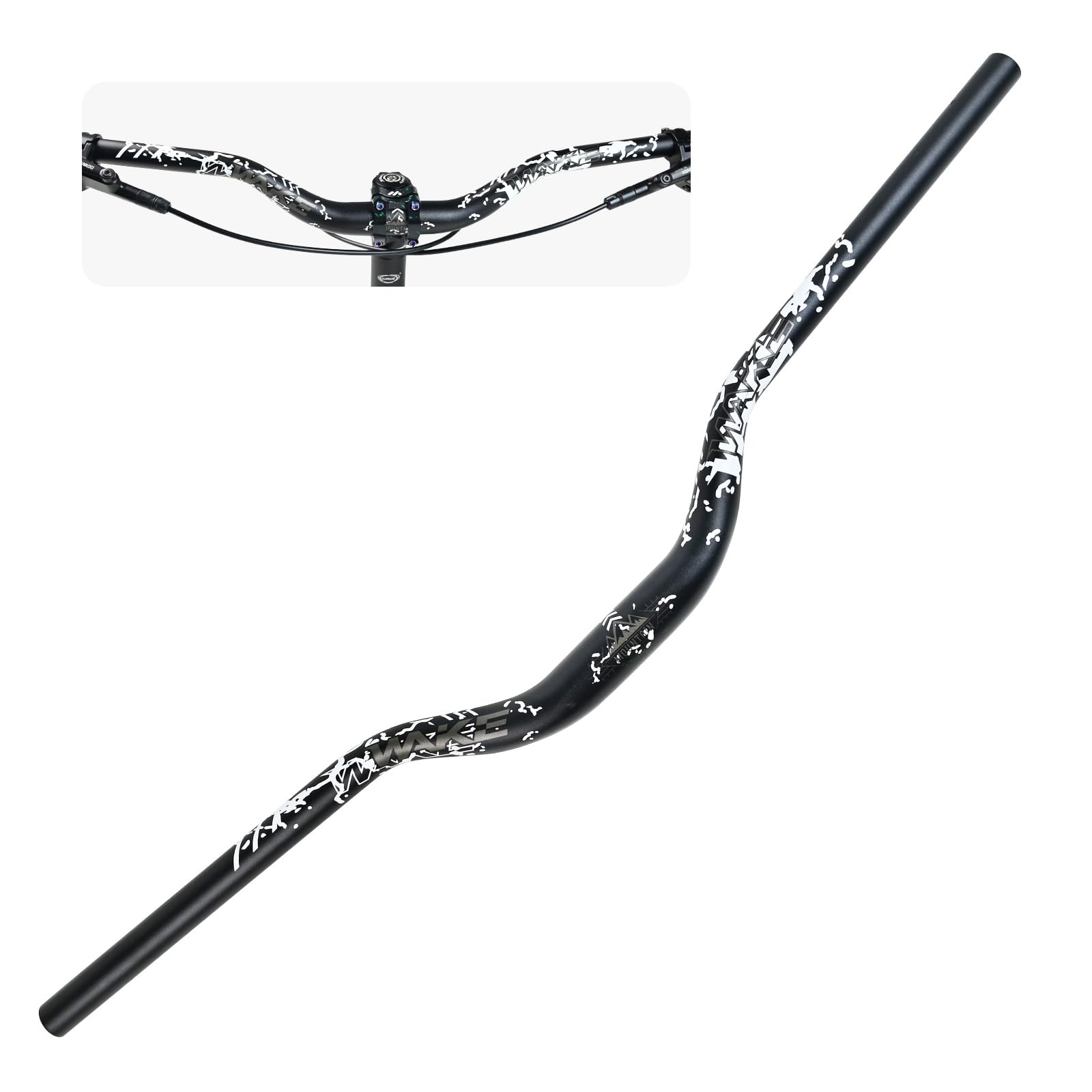 Wake Bike Handlebar 31.8mm*780mm Extra Long Wide Riser Bar Aluminum Alloy Bicycle Handlebars Riser 55mm Bike Bars for Cycling MTB Mountain Road Bike (Black)