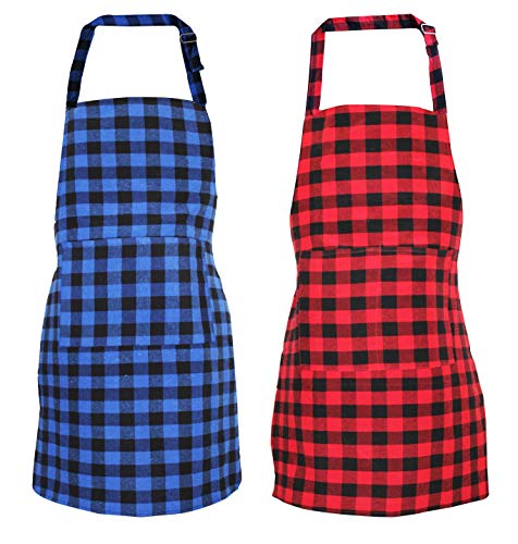 GLUN Waterproof Unisex Kitchen Checkered Design Apron with 2 Roomy Size Front Centre Pocket and Adjustable Neck Strap (Pack Of 2) (B08WX8DCP2) Amazon Price History, Amazon Price Tracker