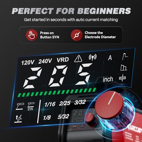 Image of ARCCAPTAIN 205A Stick Welder, ARC /Lift TIG Welding Machine, 120V /240V | APP Control, Synergic Control, Large LED Display, Plate Thickness, IGBT Inverter, Hot Start, Arc Force, ARC Welder 10 Rods