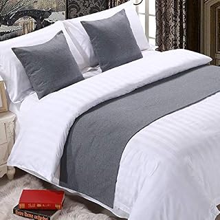 Mengersi Solid Bed Runner Scarf Protector Slipcover Bed Decorative Scarf for Bedroom Hotel