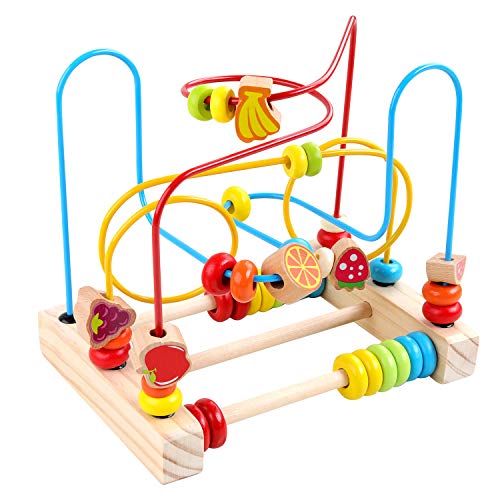 GEMEM Bead Maze Roller Coaster Wooden Beads Abacus Circle Educational My First Toy Cube Gift for Baby Toddlers Kids