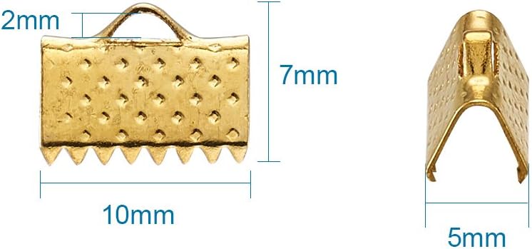 KISSITTY Random Mixed Color 3/8 Inch Length Iron Ribbon Ends 10x7x5mm Pinch Crimp Clamp Cord Ends Findings for DIY Jewelry Making (About 570pcs/200g)