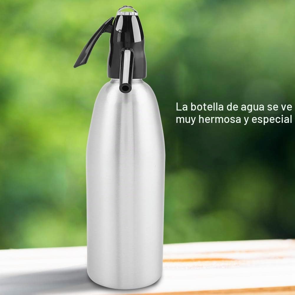 1L Botella de Sifón de Soda Profesional Aleación de Soda Soda Carbonatada Seltzer Creador de agua con regulador de presión para bebidas de jugo Cóctel(Silver)