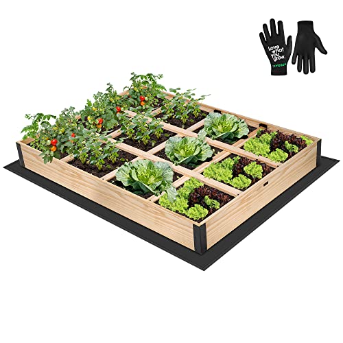 VIVOSUN 8×2Ft Wooden Raised Garden Bed, Outdoor Wood Planter Box with Gloves and a Liner for Gardens, Patios, and Backyards, 97 x 25 x 11 Inches