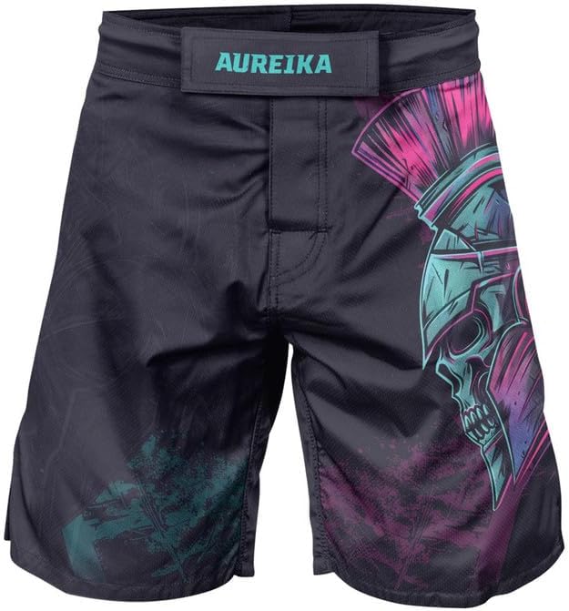 Spartan Men's MMA Shorts - BJJ Fight Shorts for Jiu Jitsu Muay Thai Grappling with Drawstring Inside
