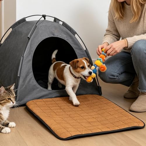 Tienda interior para gatos y perros pequeños con esterilla lavable portátil 4