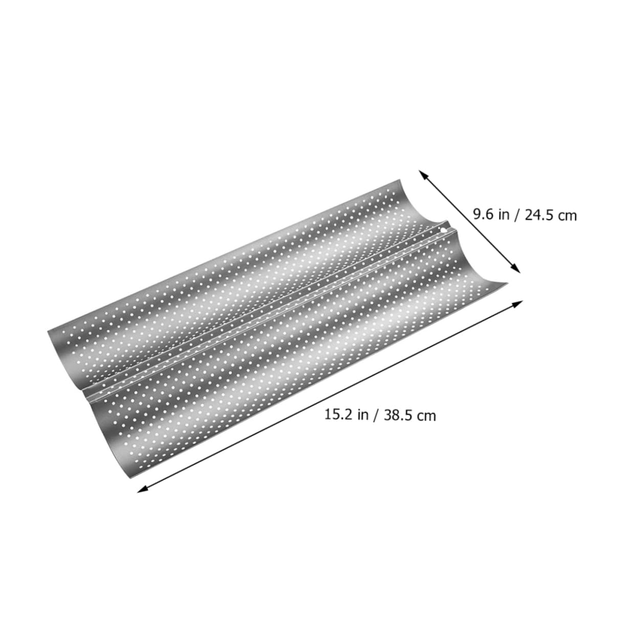 Zerodeko Lot de 2 Moules à Baguettes en Acier Inoxydable Argenté, Surface Lisse et Perforée, Facile à Ranger Cuisine Maison et Pâtisserie