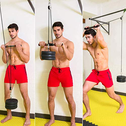 FBSPORT Forearm Wrist Roller Trainer, Strength Training Arm Marchine, Fitness LAT Lift Pulley System, Triceps Extensions Exerciser for LAT Pull Down, Biceps, Body Training Equipment, Home Workouts - Thumbnail 4