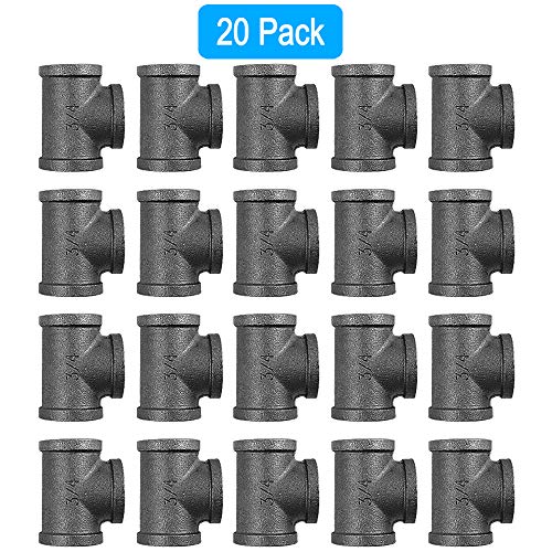 GOOVI 3/4 Inch Tee Pipe Fitting, Black Pipe Threaded Pipe Nipples - Cast