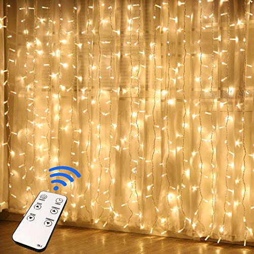 JMEXSUSS Remote Control Curtain Lights, 300 LED Window Curtain String Light for Wedding