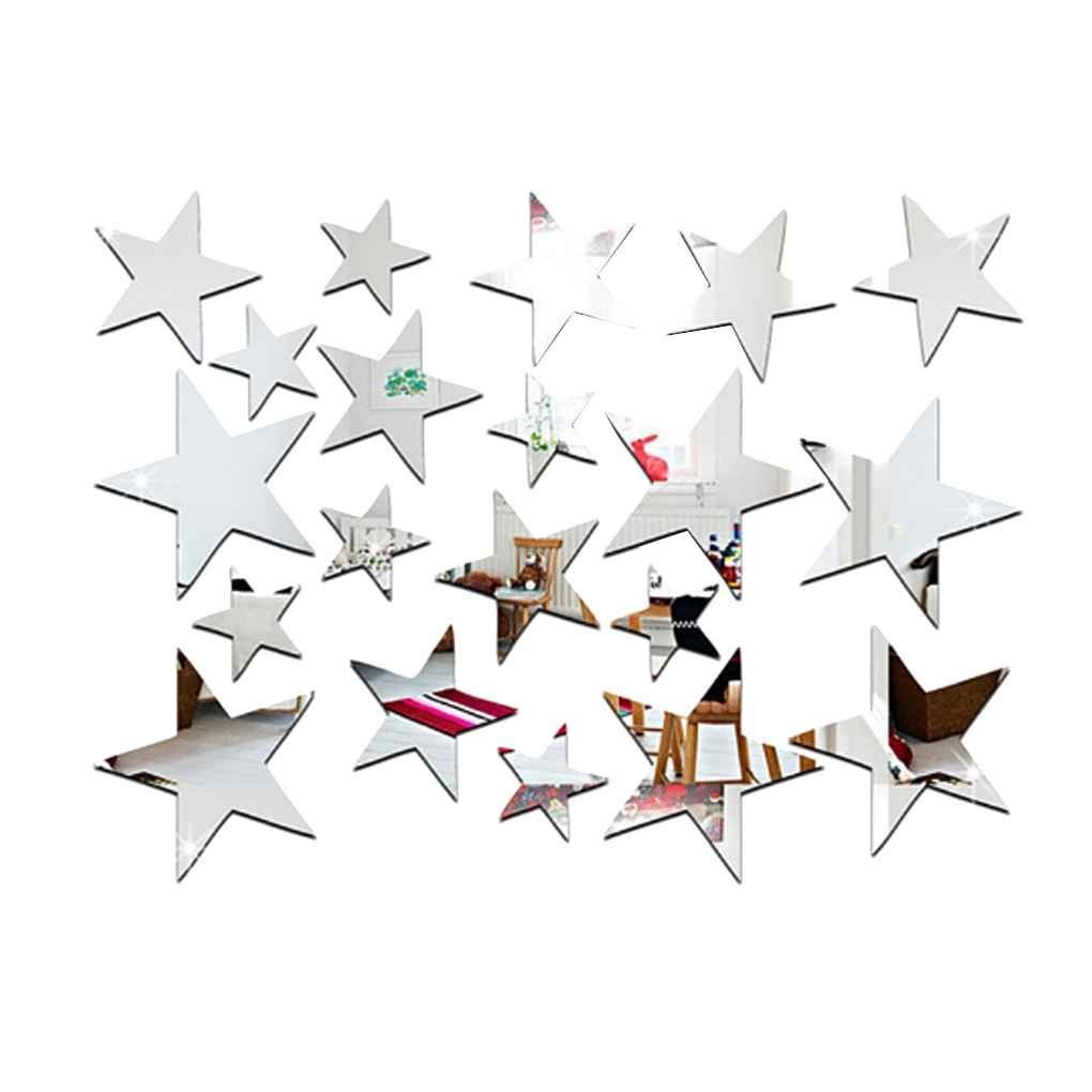 20pcs/set Star Shape Mirror Stickers 3D Acrylic Stars Mirrored Decals DIY Room Home Decoration Wallpaper Excellent and Durable Processed