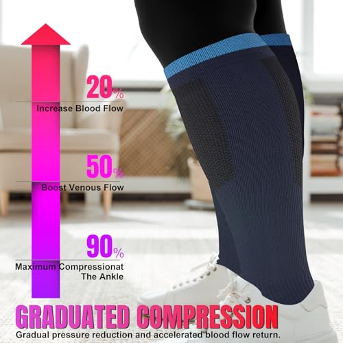 Image of bropite 3 /4 Pairs Plus Size Compression Socks for Women & Men 20-30 mmhg-Extra Wide Calf Support Socks for Medical,Running