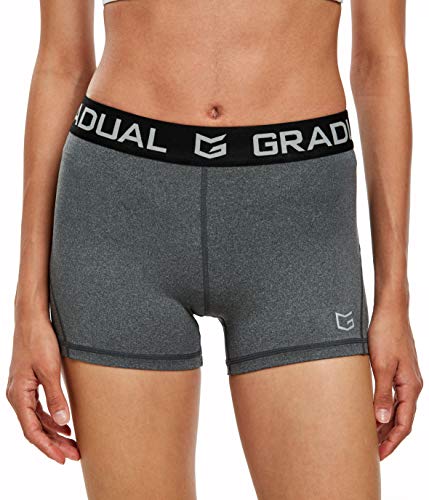 Women's Spandex Compression Volleyball Shorts 3' /7' Workout Pro Shorts for Women (Gray, XS)