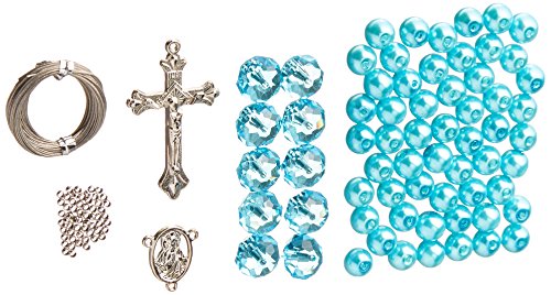 Linpeng Crystal & Pearl Beads Rosary Diy Kit, Turquoise Blue #TOP11