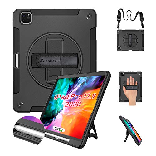 Miesherk iPad Pro 12.9 Case 2020/2018 with Pencil Holder[Support Pencil Charging], 360 Rotating