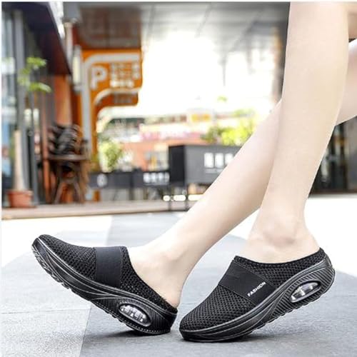 Mules for Women 2025 Summer Slip On Closed Toe Shoes Wide Width Clogs Mesh Slippers Air Cushion Orthopedic Diabetic Walking Shoes Backless Breathable Sneakers with Arch-Support Beach Sandals2