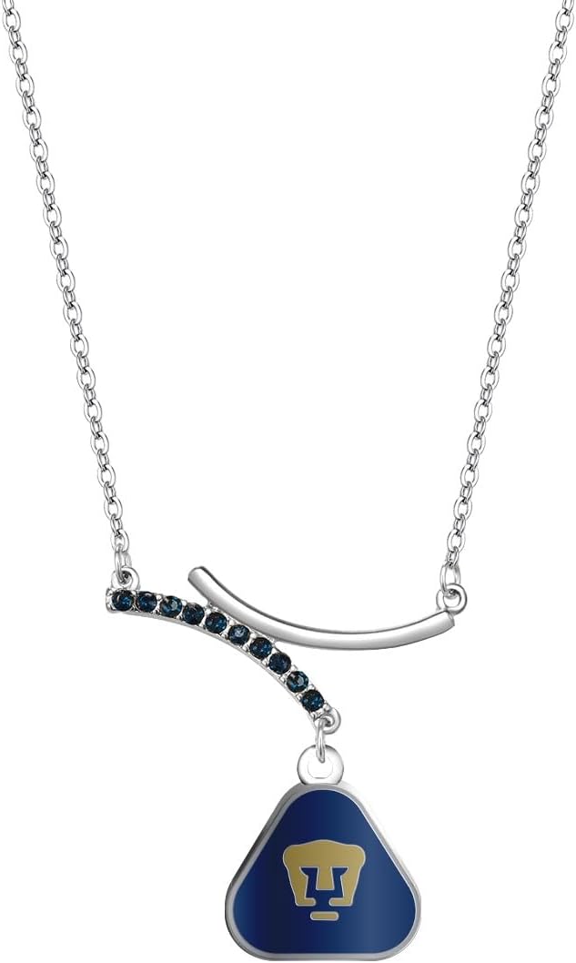 Simran International Pumas UNAM de La Liga MX Rhinestone Pendant Necklace with Team Logo Charm, 18" + 2" Extension