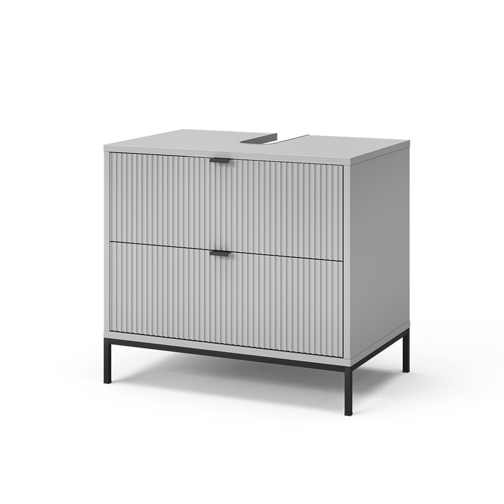 Vicco Mueble bajo Lavabo Eliza, Gris, 70 x 63 cm | Con 2 cajones extraíbles, apto para sifones estándar con abertura en la parte superior