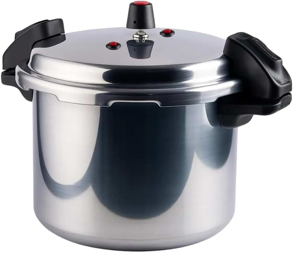 Panela de Pressão Industrial com Fechamento Externo, Alumínio Polido, 24 Litros, 43.5x36x44 cm, Válvula Dupla de Segurança