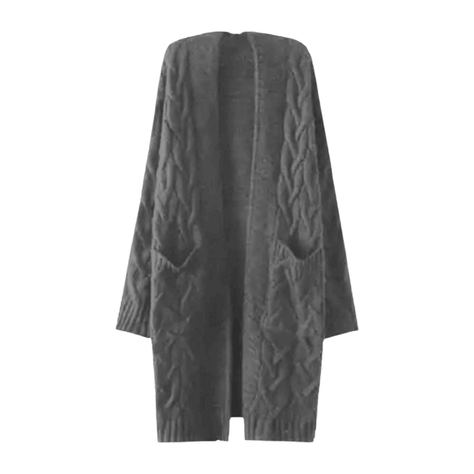 Generisch 2026 Cardigan con cappuccio taglie forti, aperto sul davanti, cappotto lavorato a maglia con tasche